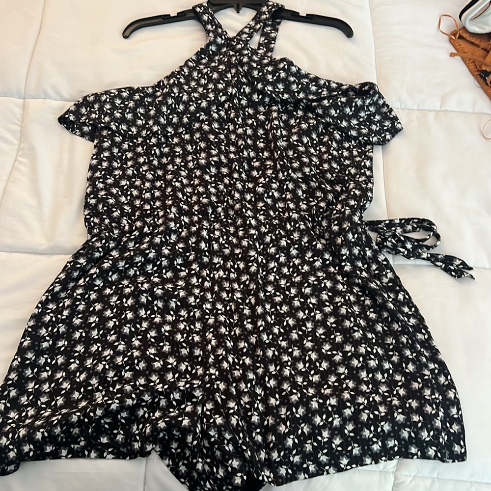 Ann Taylor LOFT Black Floral romper